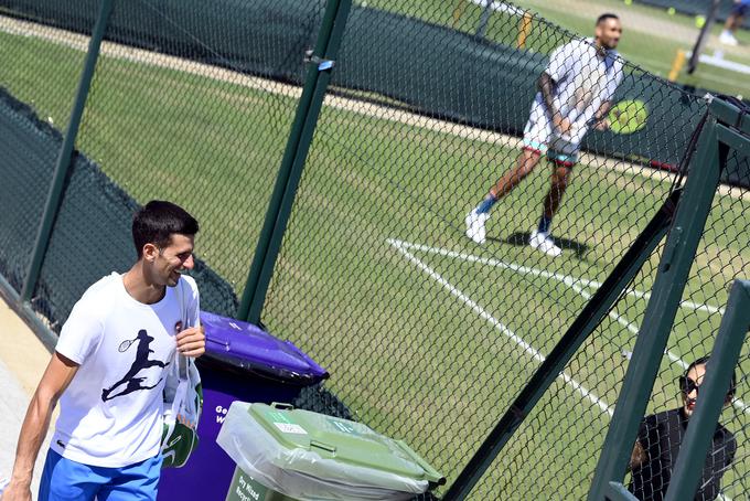 Đoković in Kyrgios sta v soboto v Wimbledonu opravila vsak svoj trening. | Foto: Reuters