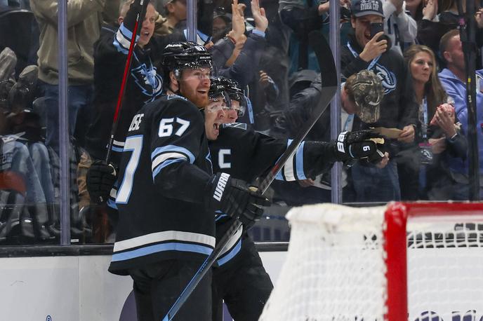 Lawson Crouse Clayton Keller Utah Mammoth | Lawson Crouse in Clayton Keller sta imela izvrsten večer za odmevno zmago Utaha. | Foto Reuters