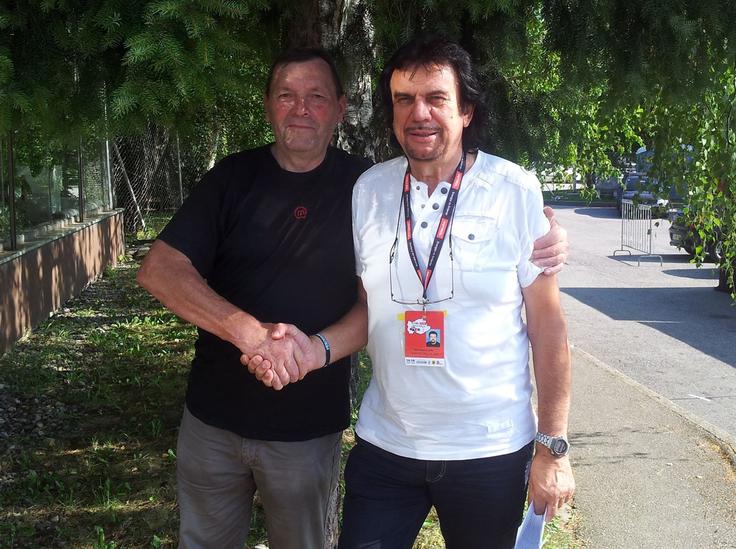 Gardelin in Ferdo Poberžnik, nepogrešljivi direktor gorske dirke v Ilirski Bistrici | Foto: Gregor Pavšič