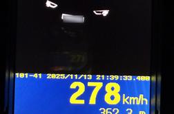 Najvišjo dovoljeno hitrost prekoračil za 168 kilometrov na uro