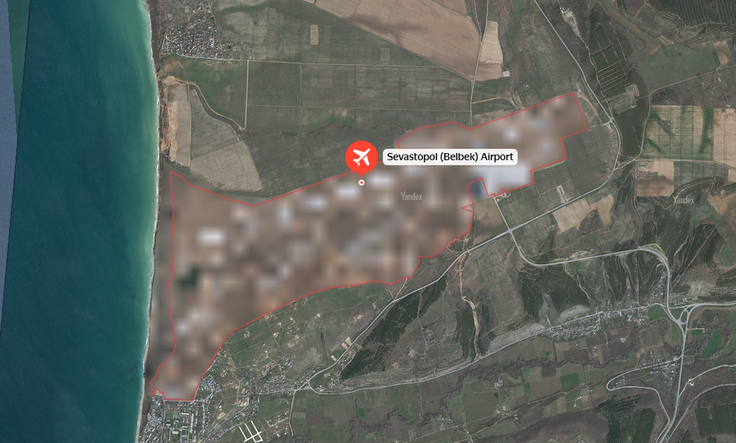 Letališče na polotoku Krim, ki ga ruski Yandex noče pokazati javnosti.  | Foto: Posnetek  zaslona