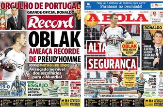 Jan Oblak zasenčil celo Ronalda in pristal na naslovnih straneh