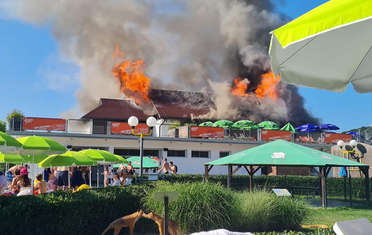 Požar v Aqualuni | Po poročanju hrvaškega portala 24sata naj bi bila za požar kriva eksplozija v kuhinji. | Foto Petra Pregl