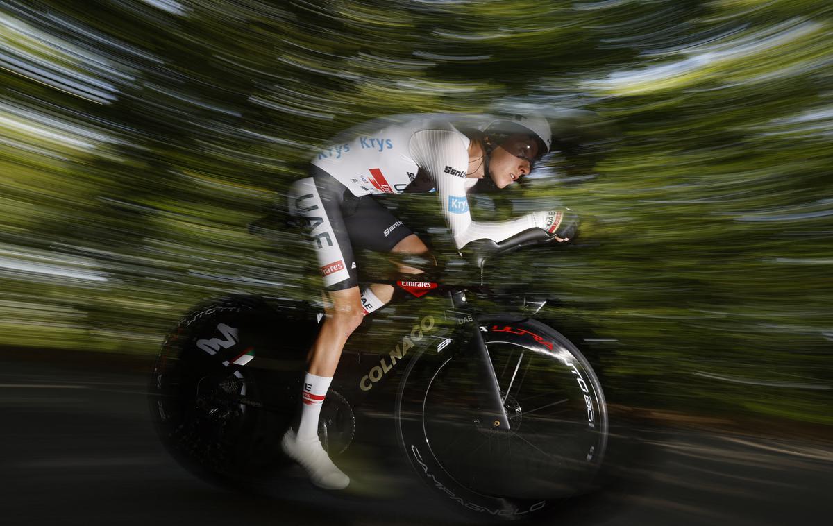Tadej Pogačar, TDF22 | Tadej Pogačar je v kronometru osvojil tretje mesto, Tour de France bo zaključil na skupnem drugem mestu. | Foto Reuters