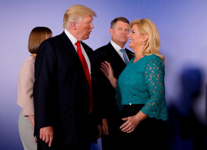 Hrvaška predsednica Kolinda Grabar Kitarović se je na vrhu v Varšavi ločeno sestala z ameriškim predsednikom Donaldom Trumpom. | Foto: Reuters