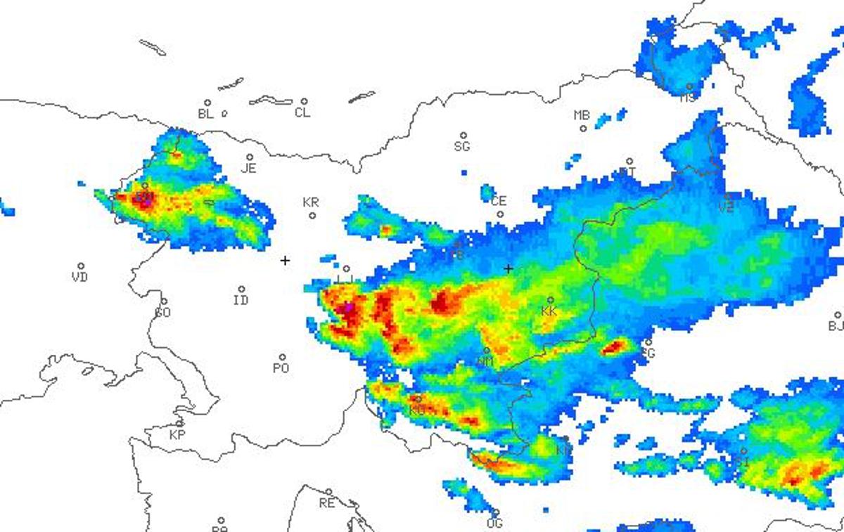 radarska slika padavin | Foto Arso