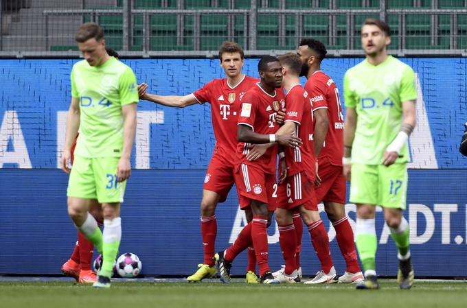 Bayern je v soboto na gostovanju v Wolfsburgu zmagal s 3:2. Vse tri zadetke je dosegel že v prvem polčasu. | Foto: Reuters