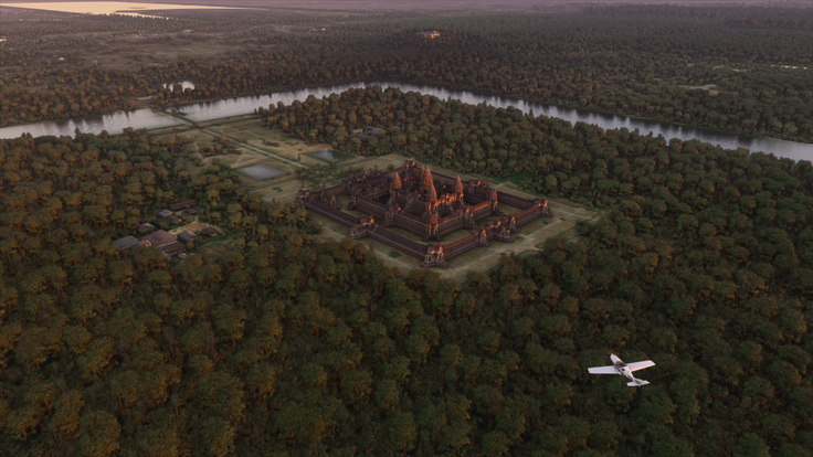 V igri Microsoft Flight Simulator lahko seveda obiščemo tudi skoraj vse svetovne znamenitosti, kot so Kip svobode, Eifflov stolp, piramide v Egiptu ali pa tempelj Angkor Vat v Kambodži (na fotografiji). | Foto: Microsoft