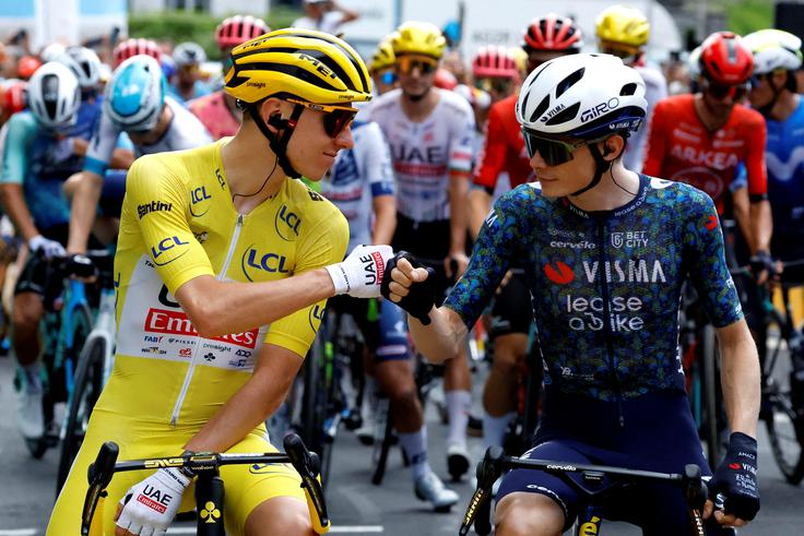 Tadej Pogačar, Jonas Vingegaard, TDF 2024 | Foto: Reuters