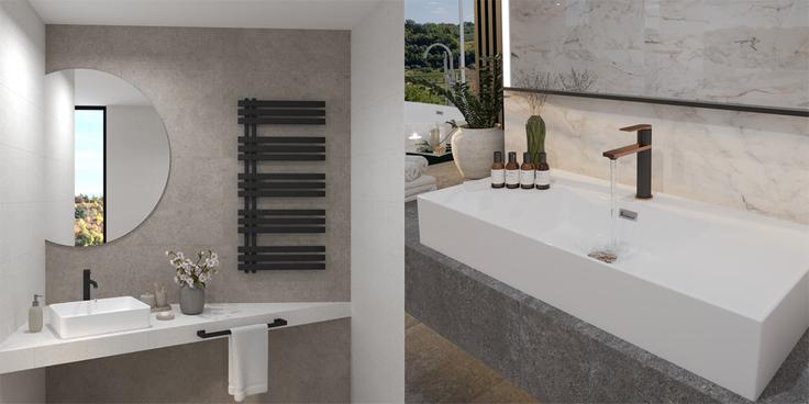 Kopalniški radiator Terma Tinetto Black –35 %; umivalnik na ploščo Concepto Bell Calcolo Black –40 % | Foto: Fero-Term