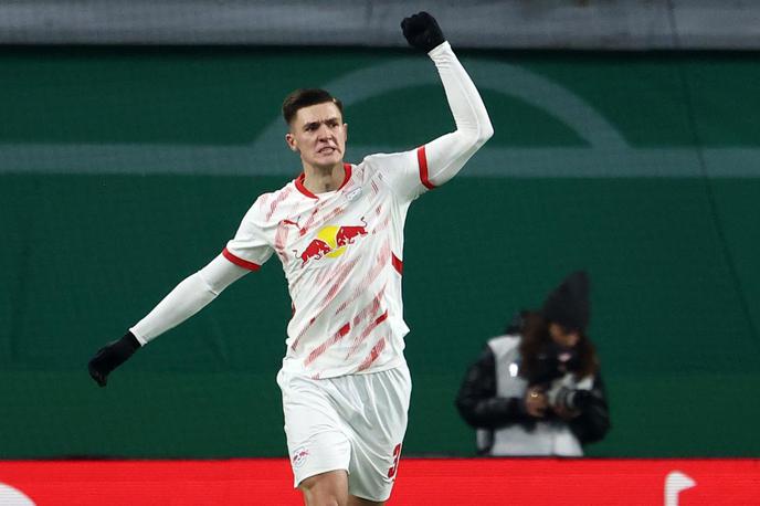 Leipzig Benjamin Šeško | Benjamin Šeško je zadel za 1:0, Leipzig je na koncu zmagal s 3:0. | Foto Guliverimage