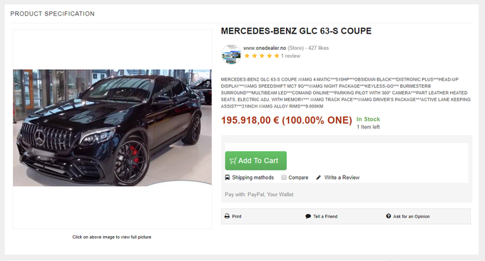 Fotografija tega mercedesa, ki ga je prodajal eden od prevarantov iz mreže OneCoin, je bila v resnici ukradena z nemške spletne strani z avtomobilskimi oglasi mobile.de.  | Foto: Matic Tomšič / Posnetek zaslona