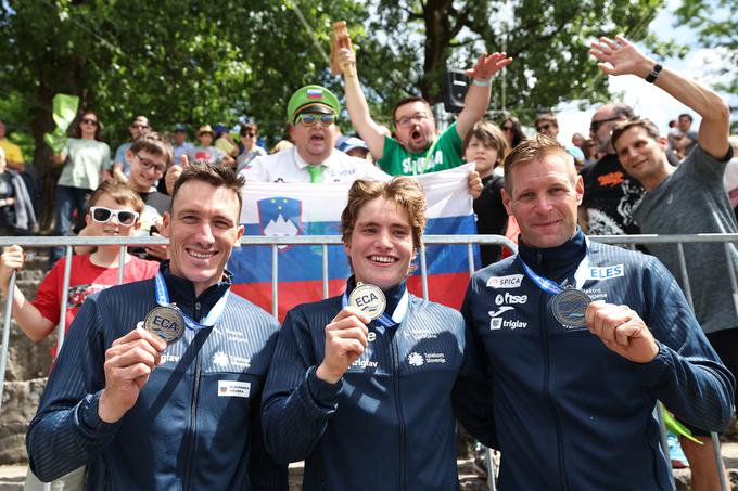 Luka Božič, Žiga Lin Hočevar, Benjamin Savšek so zmagali tudi v ekipnih vožnjah. | Foto: Aleš Fevžer