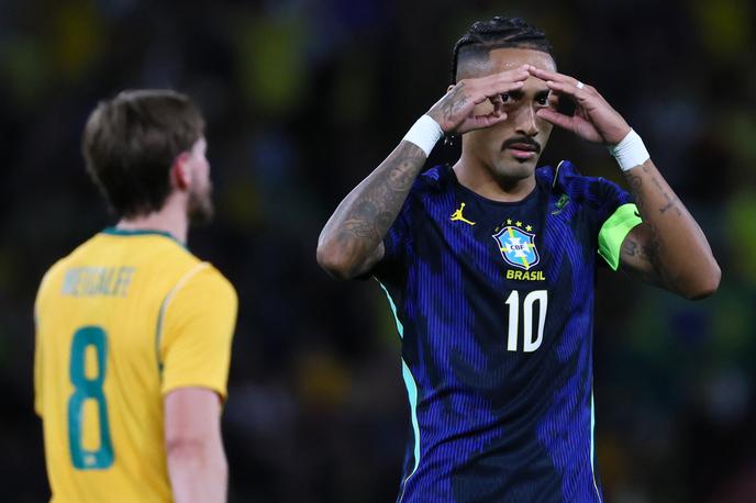 Raphinha | Raphinha je zaradi težav s stegensko mišico zapustil brazilski tabor in ne bo sodeloval na sobotni prijateljski tekmi z Indijo.  | Foto Guliverimage