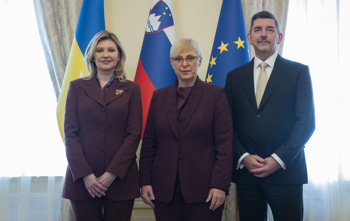 Olena Zelenska, Nataša Pirc Musar, Aleš Musar | Žena ukrajinskega predsednika Olena Zelenska je prispela na obisk v Slovenijo. | Foto STA