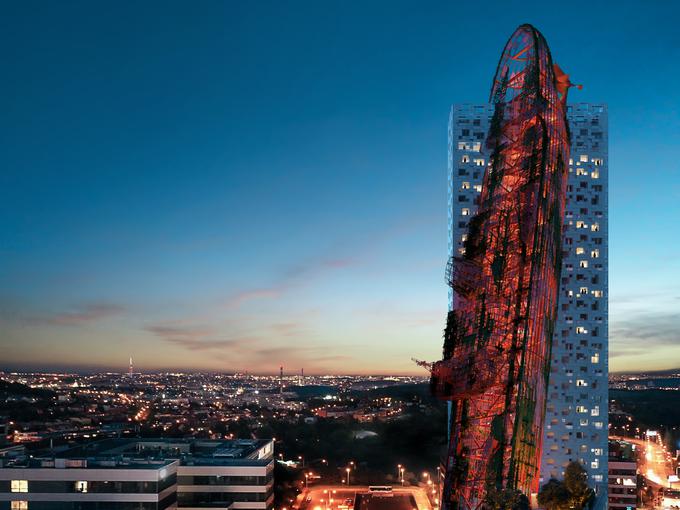 Sam nebotičnik bo visok 125 metrov, v nižjih nadstropjih bodo poslovni prostori, v višjih pa stanovanja. Dodatnih deset metrov mu bo dodala skulptura ladje. | Foto: Cover Images