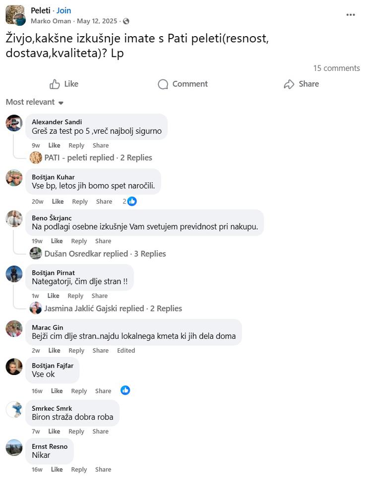 peleti Facebook | Foto: Facebook/posnetek zaslona