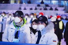 Peking, podelitev medalj, Peter Prevc, Cene Prevc, Timi Zajc, Lovro Kos