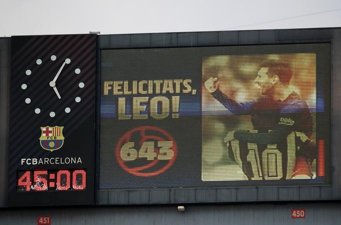 Pozdrav Lionelu Messiju, ki je izenačil svetovni rekord Peleja. | Foto: Reuters