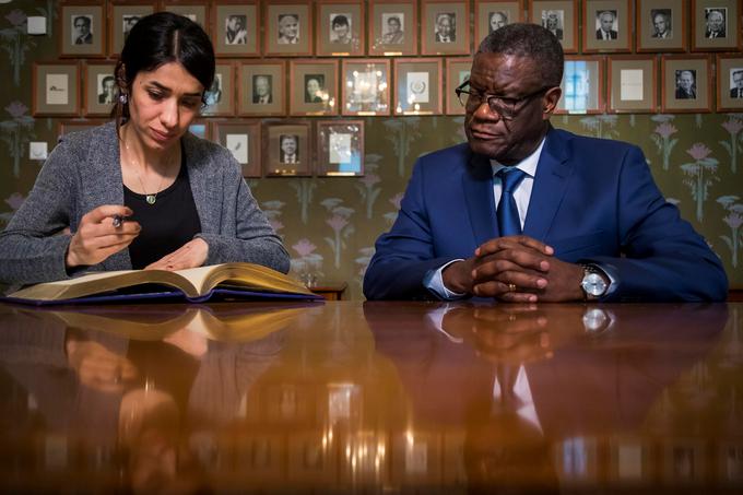Letošnja Nobelova nagrajenca za mir, kongovski zdravnik Denis Mukwege in jazidska aktivistka Nadia Murad, sta danes pozvala k več prizadevanjem na področju preprečevanja spolnega nasilja nad ženskami. | Foto: Reuters