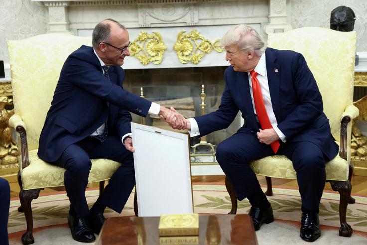 Nemški kancler Friedrich Merz je srečanje z ameriškim predsednikom Donaldom Trumpom označil za uspešno.  | Foto: Reuters