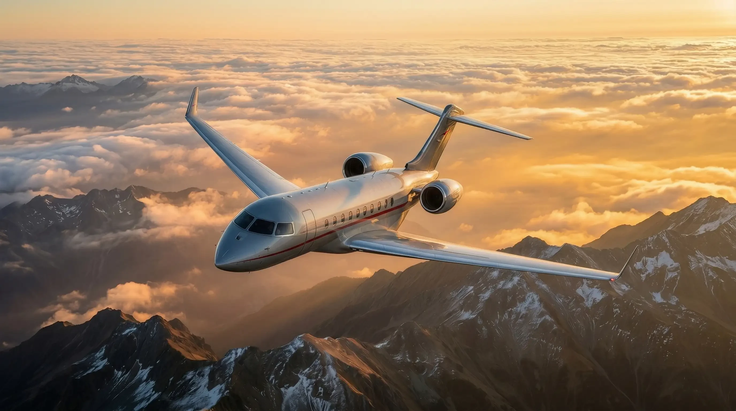 Luksuzno letalo, s katerim je v Slovenijo prispela kalifornijska ekipa. | Foto: VistaJet