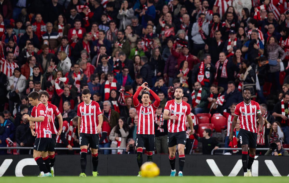 Athletic Bilbao Girona | Alex Berenguer je tako proslavljal prvi izmed dveh zadetkov proti Gironi. | Foto Reuters