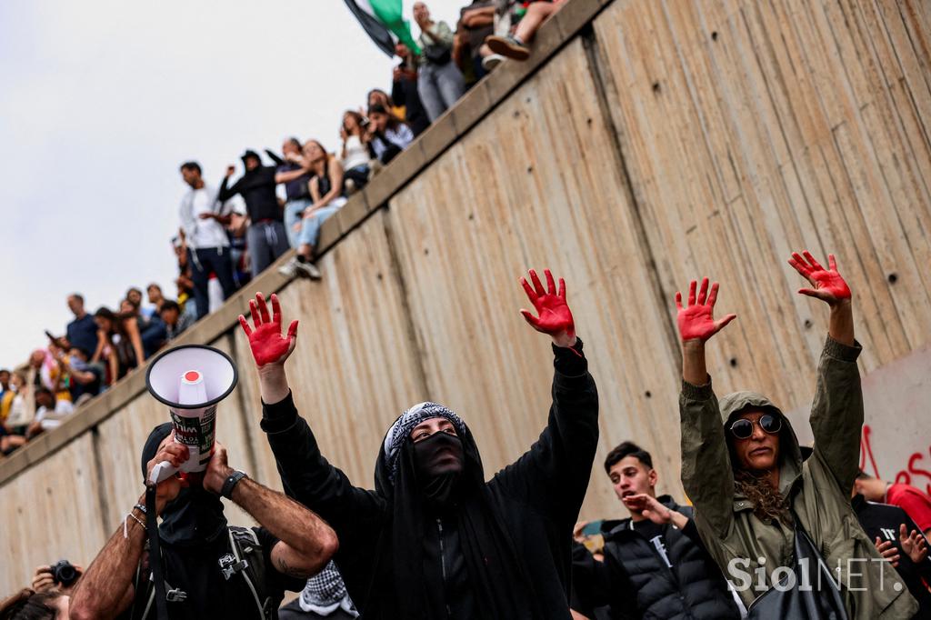 protesti, Gaza, podpora, aktivisti, policija, Palestina