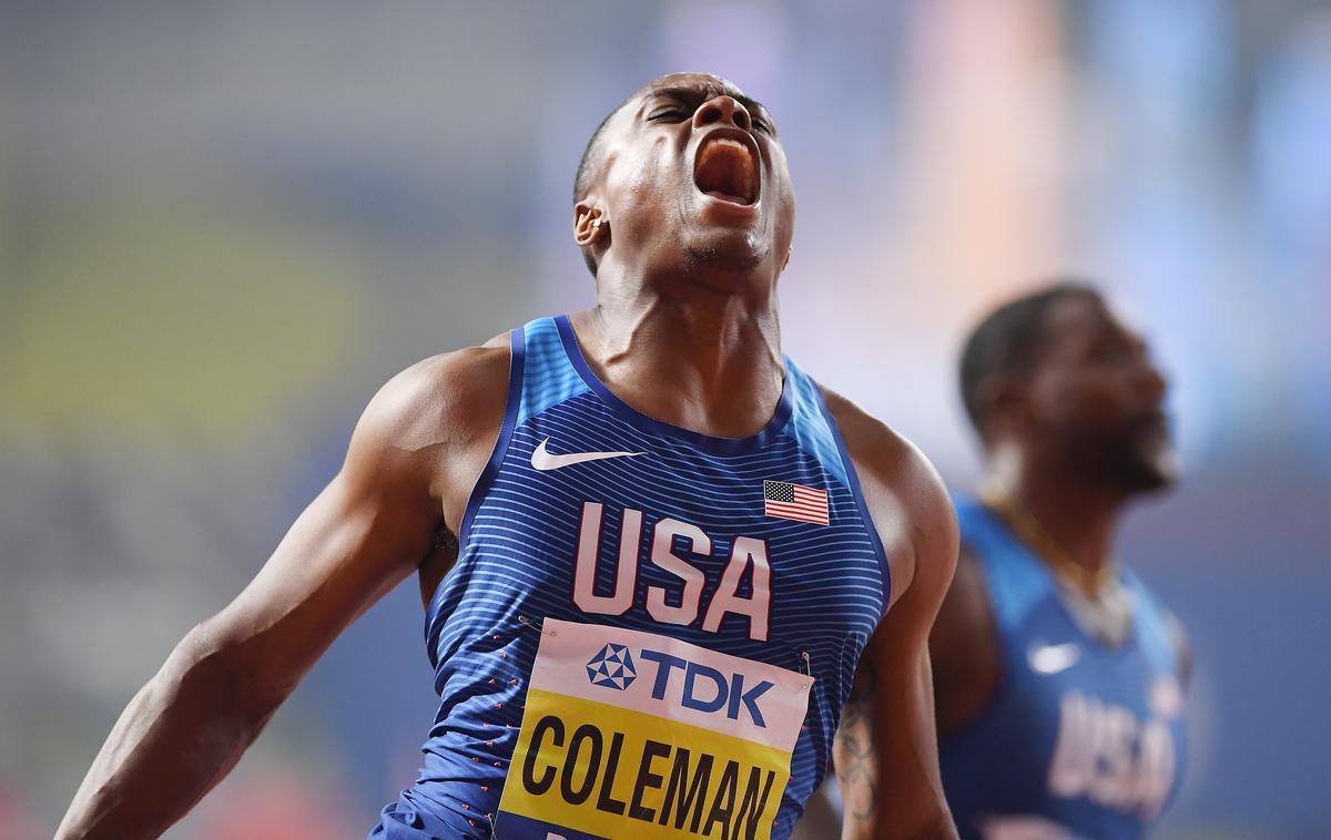 Christian Coleman | Veliko veselje Američana Christiana Colemana po prihodu v cilj šprinta na 100 metrov, ob katerem je na semaforju pisalo 9,76. | Foto Getty Images