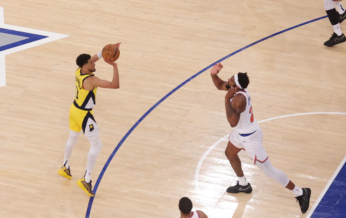 Indiana Pacers New York Knicks Tyrese Haliburton | Tyrese Haliburton je na prvi tekmi zadel nekaj neverjetnih metov za zmago po preobratu. | Foto Reuters
