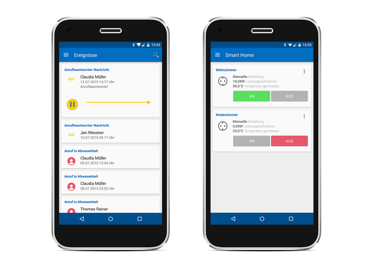 Mobilna aplikacija MyFRITZ!, na voljo je za operacijska sistema Android in iOS, je zdaj v svoji drugi razvojni generaciji in omogoča oddaljen nadzor in upravljanje komunikacijsko-računalniškega omrežja, katerega osrednji del je širokopasovni modem/usmerjalnik FRITZ!Box 7590. Aplikacija je združljiva tudi z vsemi prejšnjimi širokopasovnimi modemi FRITZ! | Foto: AVM