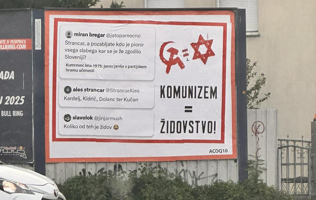Antisemitistični plakat na Tržaški cesti v Ljubljani | Foto Bralec