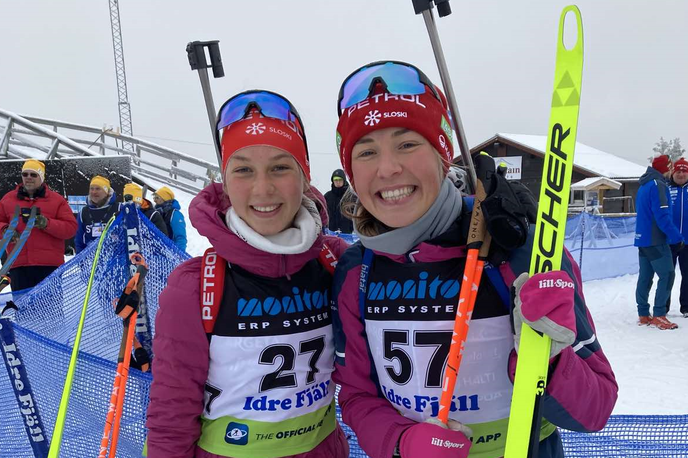 Anamarija Lampič Lena Repinc | Lena Repinc in Anamarija Lampič sta na zasledovalni 10-kilometrski tekmi IBU v Idre Fjallu na Švedskem tekmo končali na 11. in 15. mestu. | Foto SloSki
