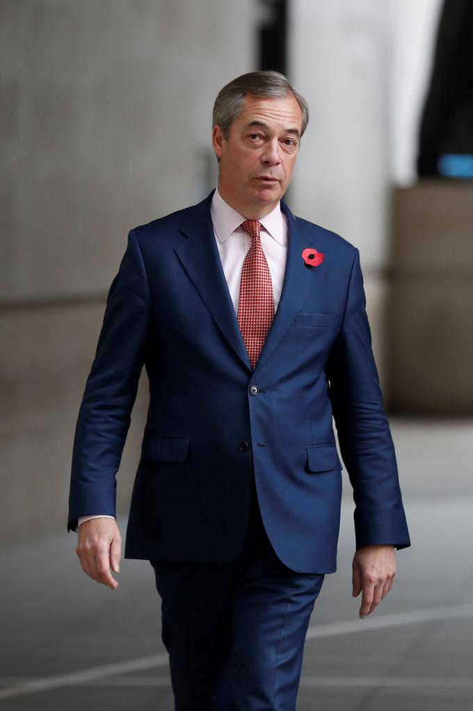 Nigel Farage ne bo kandidiral na decembrskih predčasnih parlamentarnih volitvah v Veliki Britaniji. | Foto: Reuters
