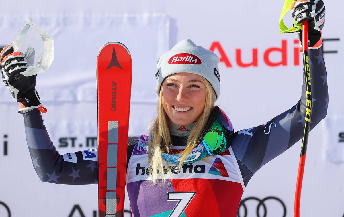 Mikaela Shiffrin | Američanka Mikaela Shiffrin je z zmago v superveleslalomu v St. Moritzu dosegla svojo 77. zmago v svetovnem pokalu. | Foto Guliverimage