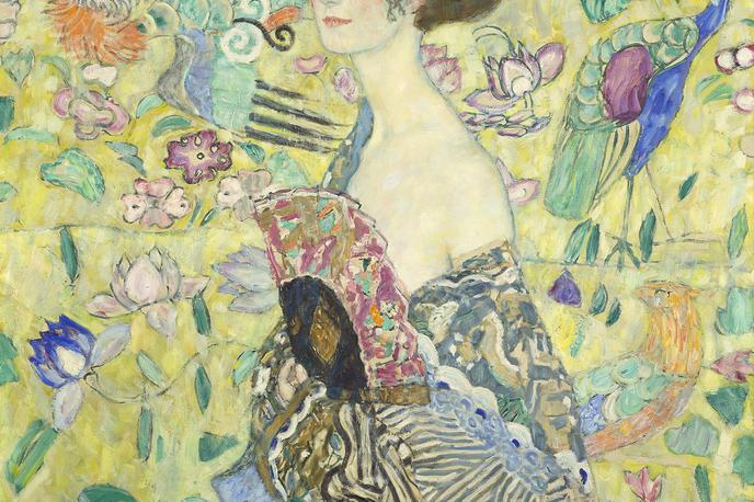 Dama s pahljačo Klimt | Helena Newman iz avkcijske hiše Sotheby's je povedala, da je bila slika naslikana v času Klimtovega umetniškega razcveta, ko je ustvaril nekaj svojih najbolj znanih in eksperimentalnih del. | Foto Zasebna zbirka/Belvedere/Markus Guschelbauer