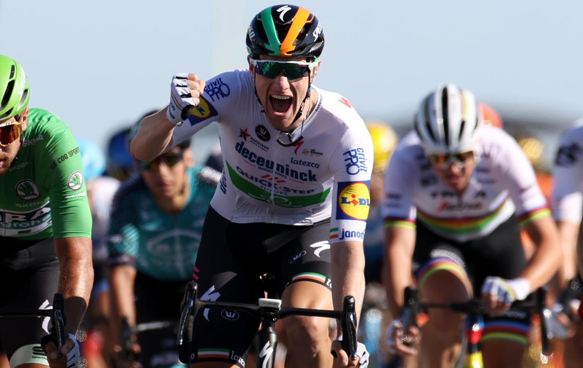 Sam Bennett | Sam Bennett je zmagovalec 10. etape Dirke po Franciji. Za Irca je to premierna etapna zmaga na najprestižnejši kolesarski dirki, z njo je oblekel tudi zeleno majico. | Foto Reuters