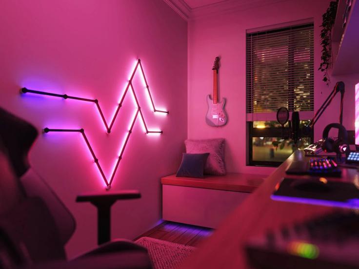Osnovno poslanstvo pametnih svetil Nanoleaf Lines je ustvarjanje ambientalne svetlobe z osvetljevanjem ozadja. | Foto: Nanoleaf
