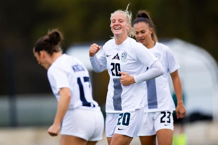Zara Kramžar, slovenska ženska nogometna reprezentanca Zara Kramžar je poskrbela za vodstvo gostiteljic. | Foto: Filip Barbalić