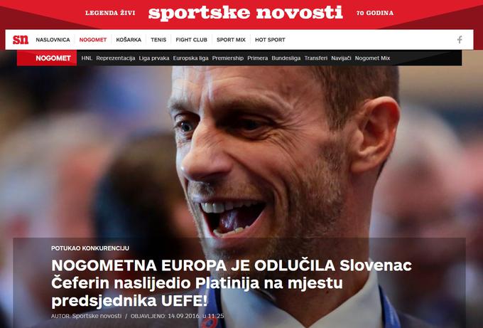 Jutarnji list: "Čeferin je do zmage prišel tudi s pomočjo Hrvaške." | Foto: 