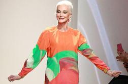 Enainosemdesetletna manekenka Carmen Dell'Orefice na newyorškem tednu mode
