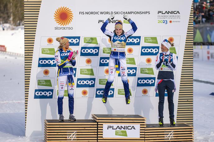 Ebba Anderssen, Planica 2023 | Ebba Andersson je slavila zmago, rebro je osvojila Frida Karlsson, bron pa Norvežanka Astrid Öyre Slind. | Foto Grega Valančič/Sportida