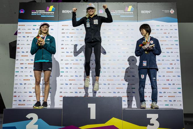 Veselje ob osvojitvi osmega naslova svetovne prvakinje. | Foto: Jan Virt/IFSC