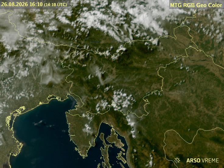 Primer oblačnosti nad Slovenijo in okolico | Foto: EUMETSAT