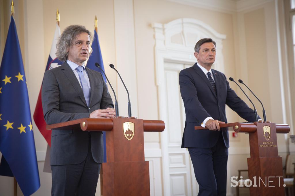 Posvet z vodji poslanskih skupin: Borut Pahor, Robert Golob.
