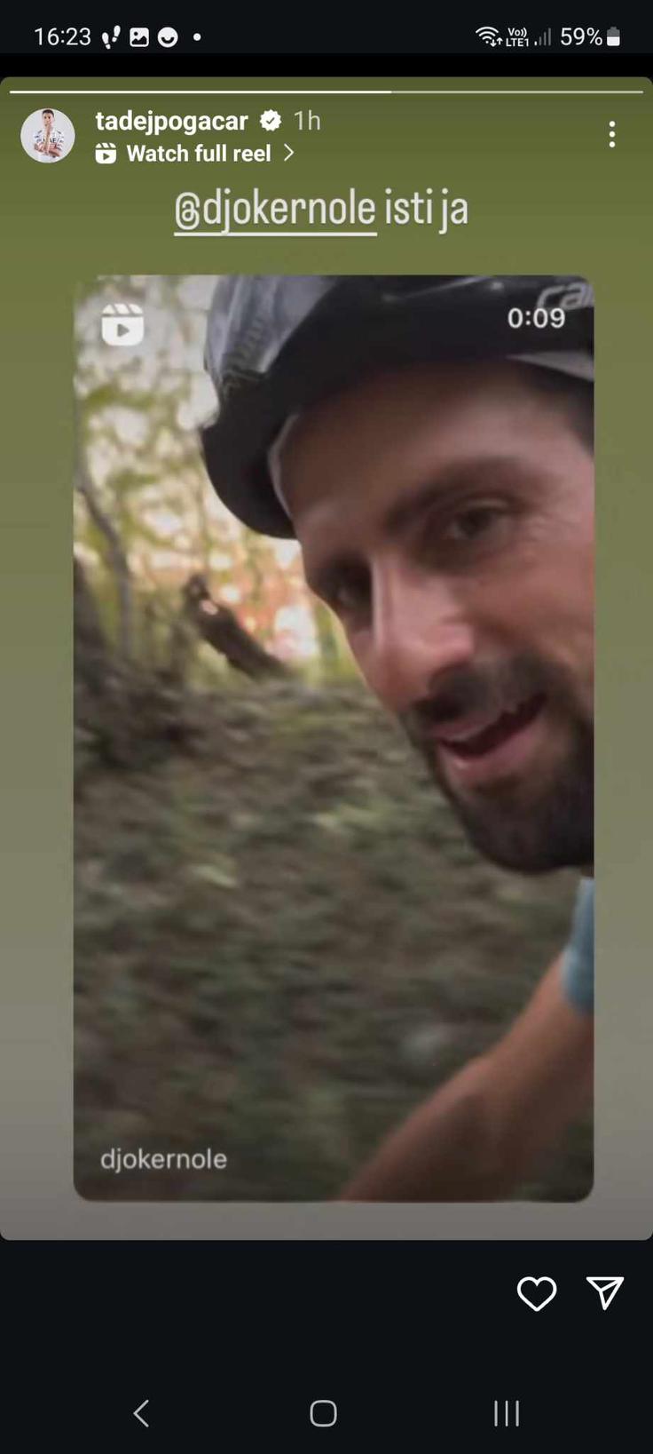 Pogačar - Nole, Instagram | Foto: zajem zaslona