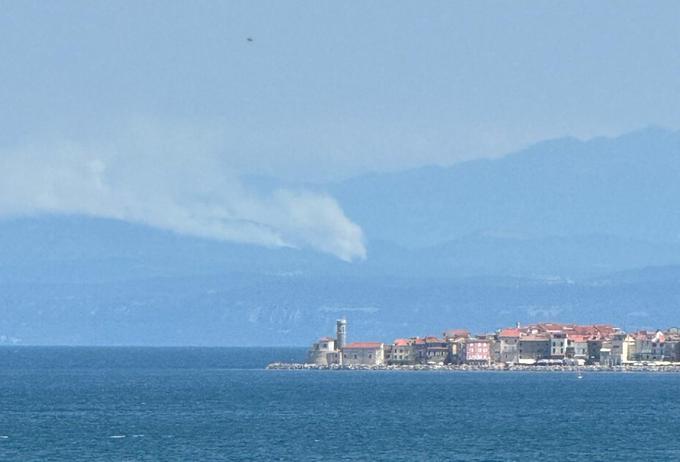 Požar se vidi tudi z obale.  | Foto: Gregor Peljhan
