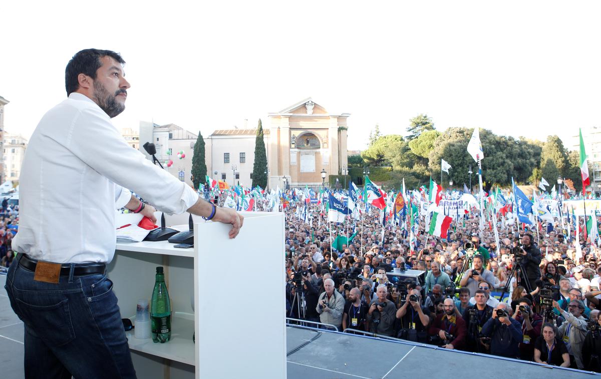 Matteo Salvini | Salvini je napovedoval, da bo v Rim prišlo več 100.000 ljudi. | Foto Reuters