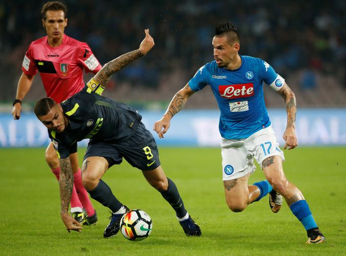 Če bi slovaški zvezdnik Marek Hamšik dosegel zadetek proti Interju, bi se na večni lestvici Napolija izenačil z Maradono. | Foto: Reuters