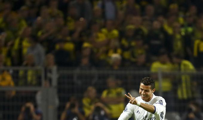 Cristiano Ronaldo je zadel v Dortmundu in dosegel 95. gol v ligi prvakov. | Foto: Reuters